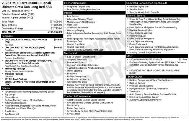 2026 GMC Sierra 3500HD Crew Cab, Long Bed, Denali Ultimate Dual Rear Wheel, 4WD