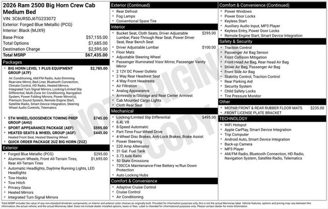 2026 Ram 2500 Big Horn Crew Cab 4x4 64 Box
