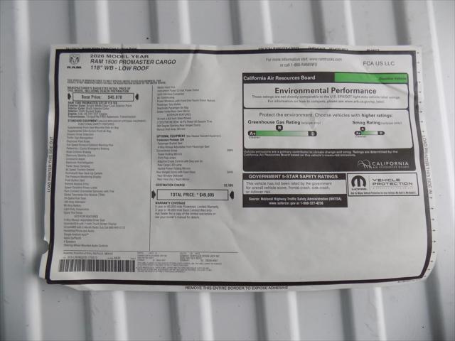 2026 Ram ProMaster Cargo Van Tradesman Low Roof 118" WB w/Pass Seat