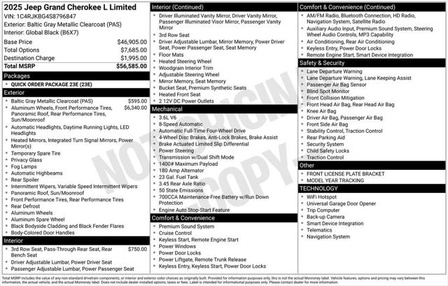 2025 Jeep Grand Cherokee GRAND CHEROKEE L LIMITED 4X4