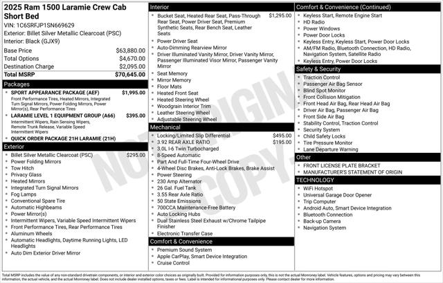 2025 RAM 1500 Laramie Crew Cab 4x4 57 Box 2025 RAM 1500 Laramie Crew Cab 4x4 57 Box