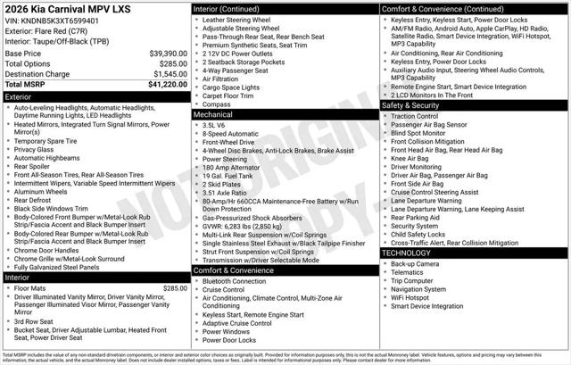 2026 Kia Carnival MPV LXS