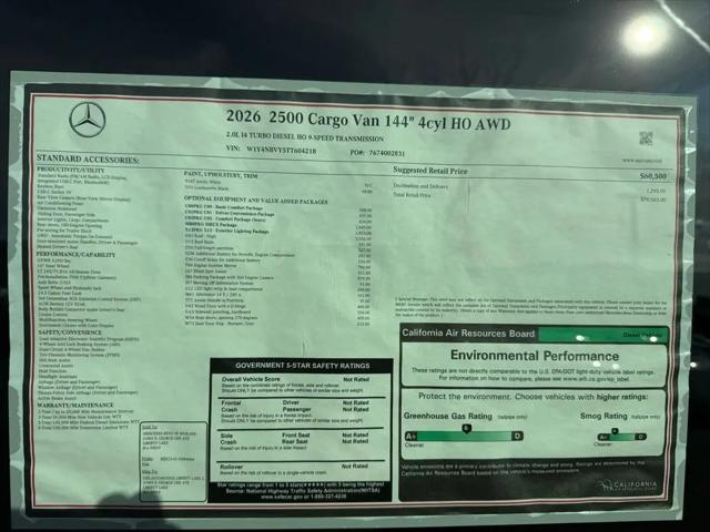 2026 Mercedes-Benz Sprinter 2500 Standard Roof 4-Cyl Diesel HO