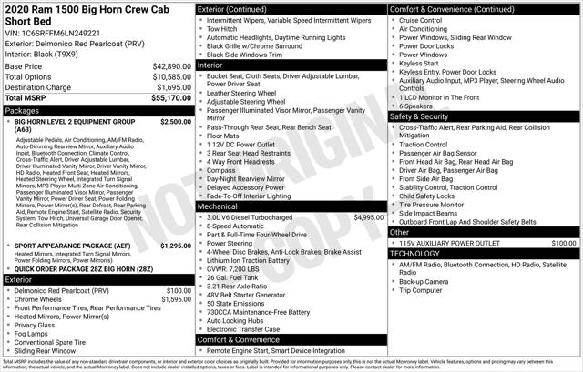 2020 RAM 1500 Big Horn Crew Cab 4x4 57 Box 2020 RAM 1500 Big Horn Crew Cab 4x4 57 Box