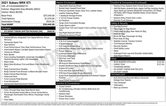 2021 Subaru WRX STI STI