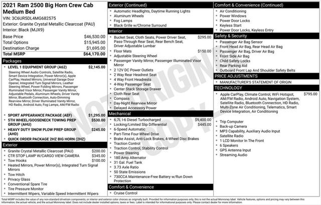2021 Jeep Ram 2500 Big Horn Crew Cab 4x4 6'4" Box