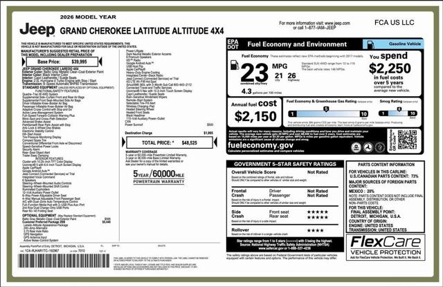 2026 Jeep Grand Cherokee GRAND CHEROKEE LAREDO ALTITUDE 4X4