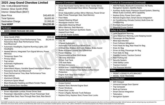 2025 Jeep Grand Cherokee GRAND CHEROKEE LIMITED 4X4 2025 Jeep Grand Cherokee GRAND CHEROKEE LIMITED 4X4