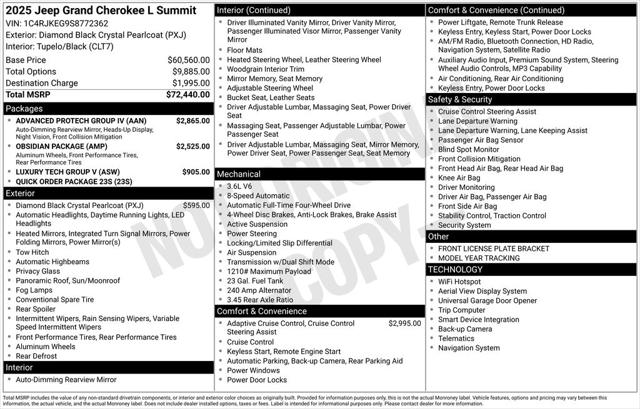 2025 Jeep Grand Cherokee GRAND CHEROKEE L SUMMIT 4X4