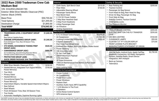 2022 RAM 2500 Tradesman Crew Cab 4x4 64 Box 2022 RAM 2500 Tradesman Crew Cab 4x4 64 Box