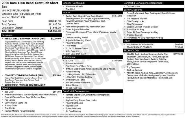 2020 RAM 1500 Rebel Crew Cab 4x4 57 Box 2020 RAM 1500 Rebel Crew Cab 4x4 57 Box