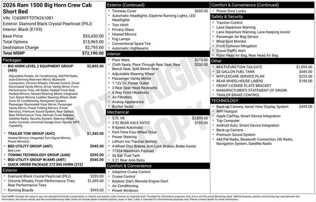 2026 Ram 1500 Big Horn Crew Cab 4x4 57 Box