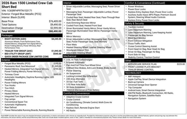 2026 RAM Ram 1500 RAM 1500 LIMITED CREW CAB 4X4 57 BOX