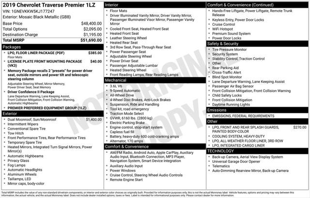 2019 Chevrolet Traverse Premier