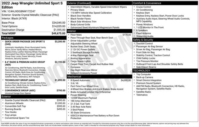 2022 Jeep Wrangler Unlimited Sport S 4x4