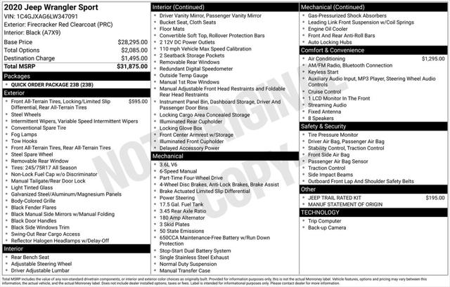 2020 Jeep Wrangler Sport 4X4