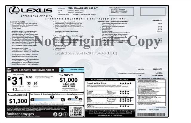 2021 Lexus NX 300h 300 Base