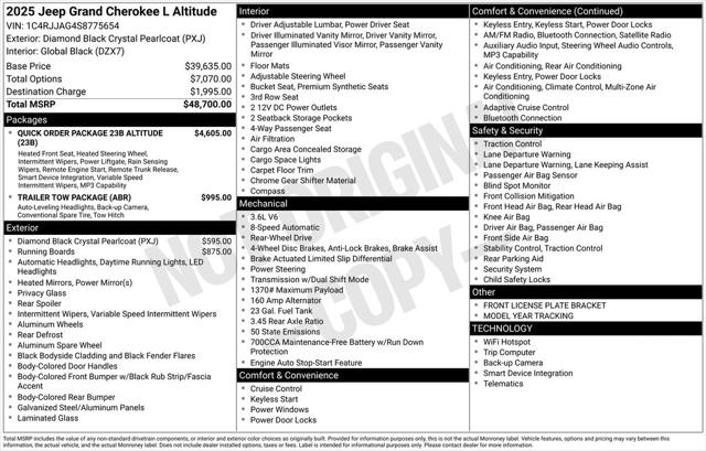 2025 Jeep Grand Cherokee GRAND CHEROKEE L ALTITUDE 4X2 2025 Jeep Grand Cherokee GRAND CHEROKEE L ALTITUDE 4X2