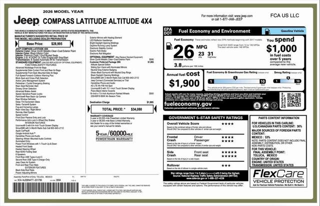 2026 Jeep Compass COMPASS LATITUDE ALTITUDE 4X4