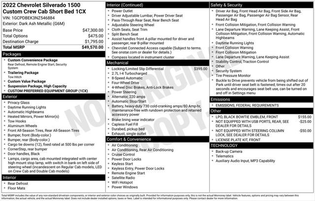 2022 Chevrolet Silverado 1500 4WD Crew Cab Short Bed Custom