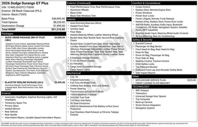 2026 Dodge Durango DURANGO GT PLUS AWD