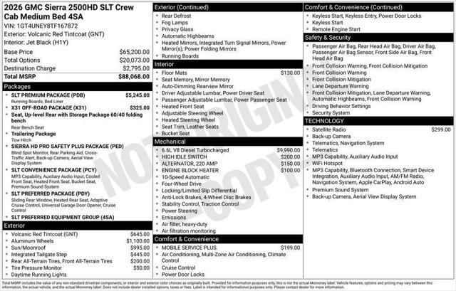 2026 GMC Sierra 2500HD Crew Cab, Standard Bed, SLT, 4WD