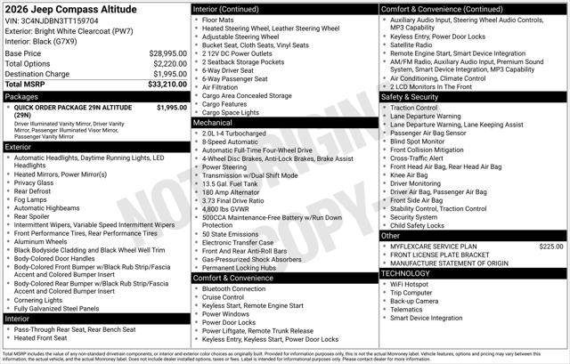 2026 Jeep Compass COMPASS LATITUDE ALTITUDE 4X4 2026 Jeep Compass COMPASS LATITUDE ALTITUDE 4X4