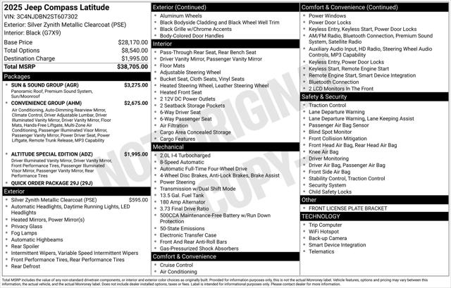 2025 Jeep Compass COMPASS LATITUDE 4X4 2025 Jeep Compass COMPASS LATITUDE 4X4