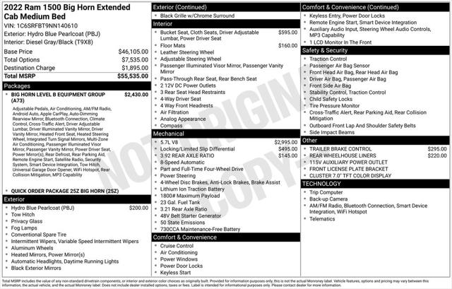 2022 RAM 1500 Big Horn Quad Cab 4x4 64 Box 2022 RAM 1500 Big Horn Quad Cab 4x4 64 Box