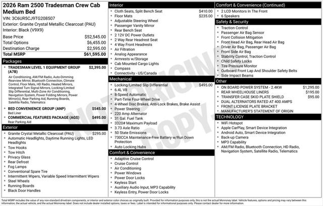 2026 RAM Ram 2500 RAM 2500 WARLOCK CREW CAB 4X4 64 BOX 2026 RAM Ram 2500 RAM 2500 WARLOCK CREW CAB 4X4 64 BOX