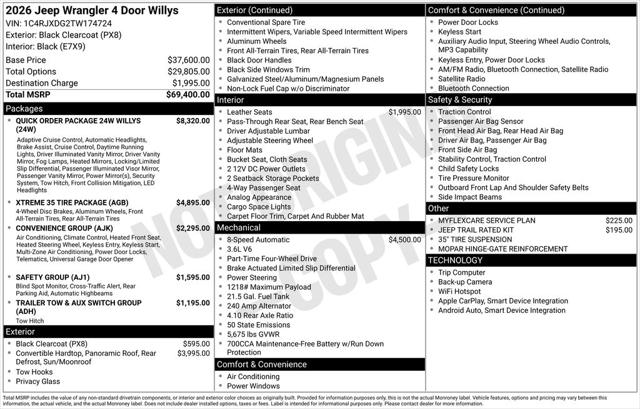 2026 Jeep Wrangler WRANGLER 4-DOOR WILLYS 2026 Jeep Wrangler WRANGLER 4-DOOR WILLYS