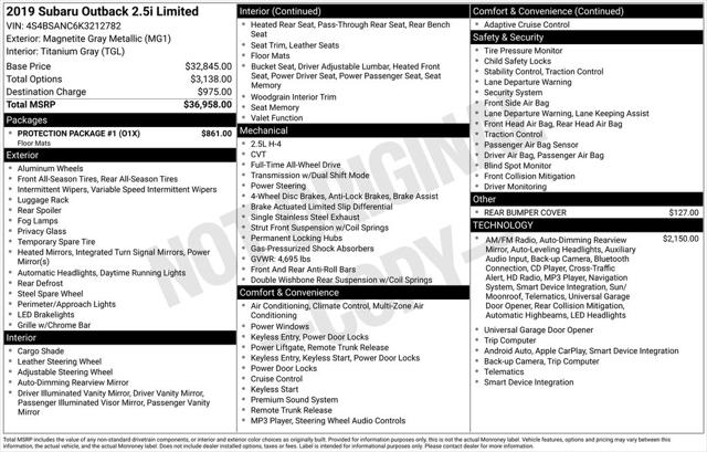 2019 Subaru Outback 2.5i Limited 2019 Subaru Outback 2.5i Limited