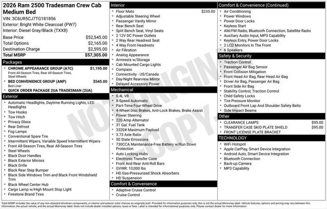 2026 RAM Ram 2500 RAM 2500 TRADESMAN CREW CAB 4X4 64 BOX 2026 RAM Ram 2500 RAM 2500 TRADESMAN CREW CAB 4X4 64 BOX