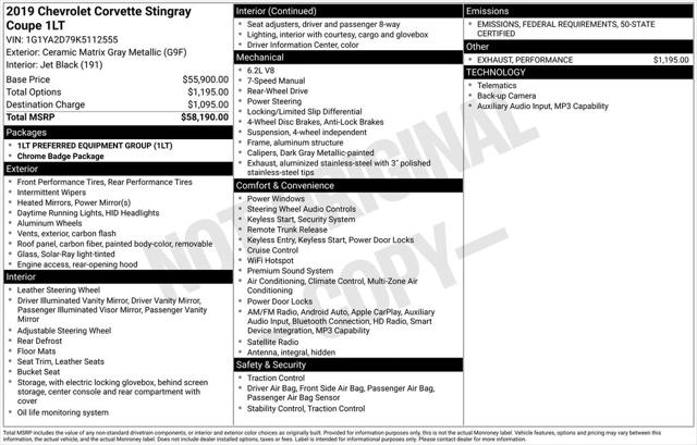 2019 Chevrolet Corvette Stingray 2019 Chevrolet Corvette Stingray