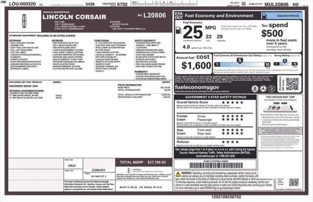 2021 Lincoln Corsair Standard 2021 Lincoln Corsair Standard