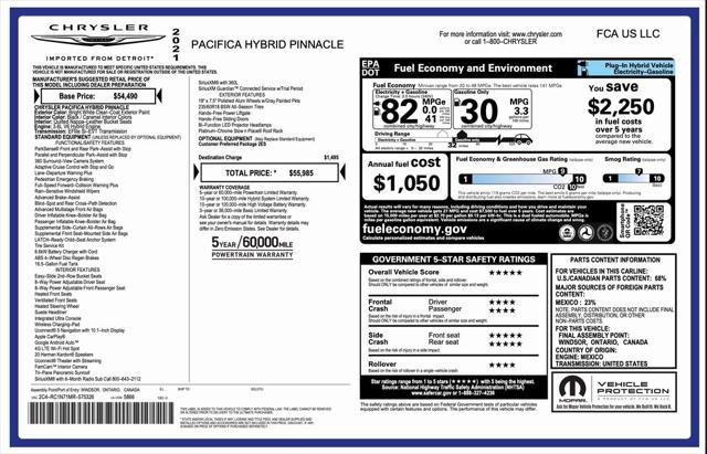 2021 Chrysler Pacifica Hybrid Pinnacle 2021 Chrysler Pacifica Hybrid Pinnacle