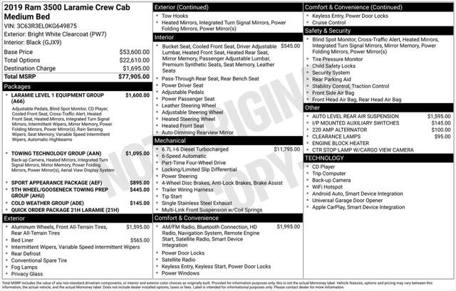 2019 RAM 3500 Laramie Crew Cab 4x4 64 Box