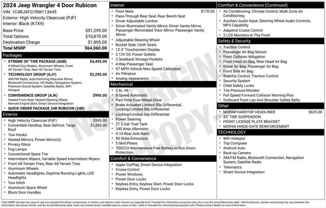 2024 Jeep Wrangler 4-Door Rubicon 4x4