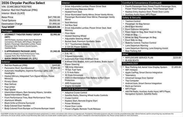 2026 Chrysler Pacifica Select AWD