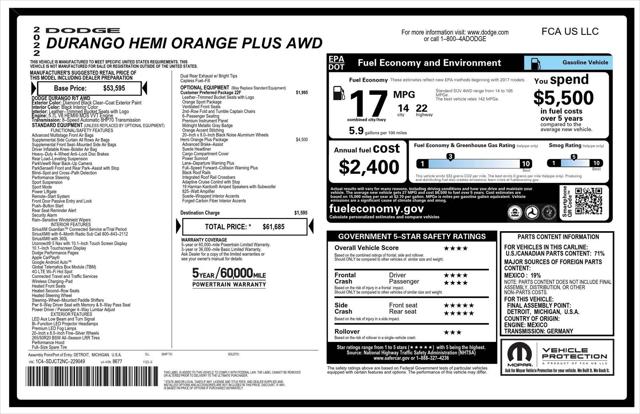 2022 Dodge Durango Orange Sport AWD 2022 Dodge Durango Orange Sport AWD