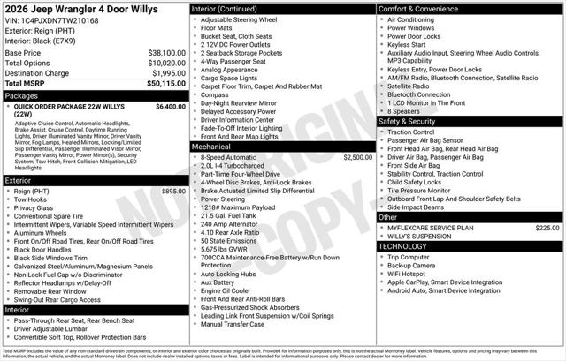 2026 Jeep Wrangler WRANGLER 4-DOOR WILLYS