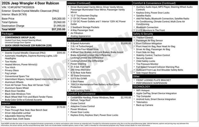 2026 Jeep Wrangler WRANGLER 4-DOOR RUBICON