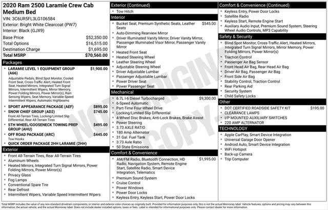2020 RAM 2500 Laramie Crew Cab 4X4 64 Box 2020 RAM 2500 Laramie Crew Cab 4X4 64 Box