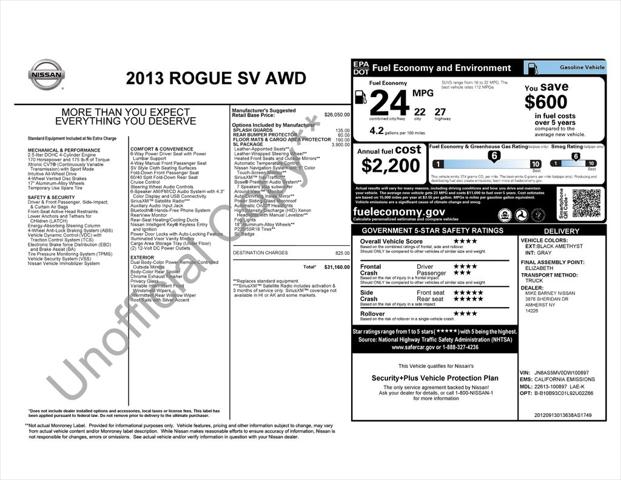 2013 Nissan Rogue SV w/SL Pkg 2013 Nissan Rogue SV w/SL Pkg