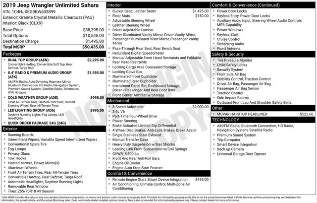 2019 Jeep Wrangler Unlimited Sahara 4x4 2019 Jeep Wrangler Unlimited Sahara 4x4