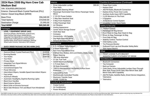 2024 RAM 2500 Big Horn Crew Cab 4x4 64 Box 2024 RAM 2500 Big Horn Crew Cab 4x4 64 Box