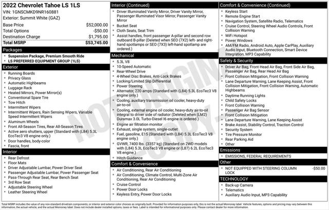 2022 Chevrolet Tahoe 2WD LS 2022 Chevrolet Tahoe 2WD LS