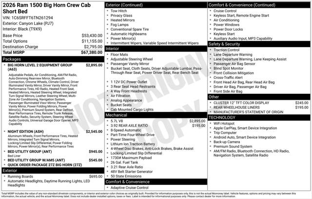 2026 Ram 1500 Big Horn Crew Cab 4x4 57 Box