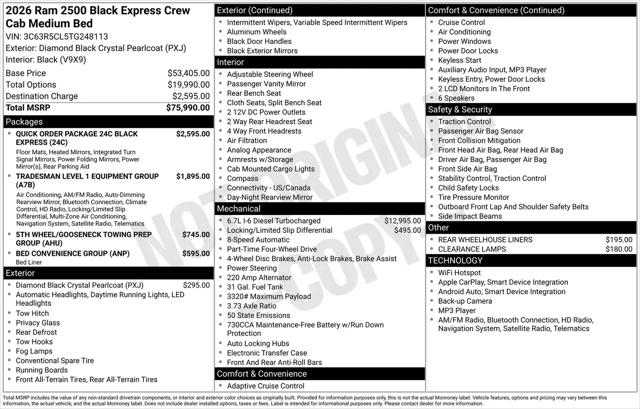 2026 Ram 2500 Black Express Crew Cab 4x4 6'4" Box