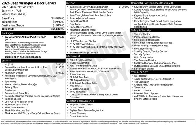 2026 Jeep Wrangler 4-Door Sahara 4x4